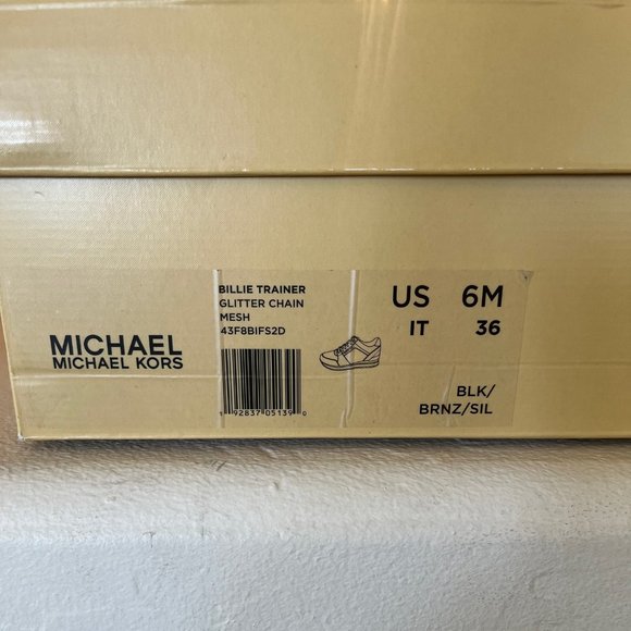 MICHAEL Michael Kors Allie Glitter Chain Mesh Black and Bronze Trainer - Picture 6 of 6